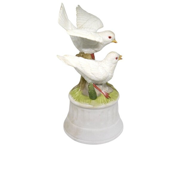 Porcelain Music Box with White Doves on Branch Hand-Painted "Lara's Theme" Vtg - Picture 3 of 5